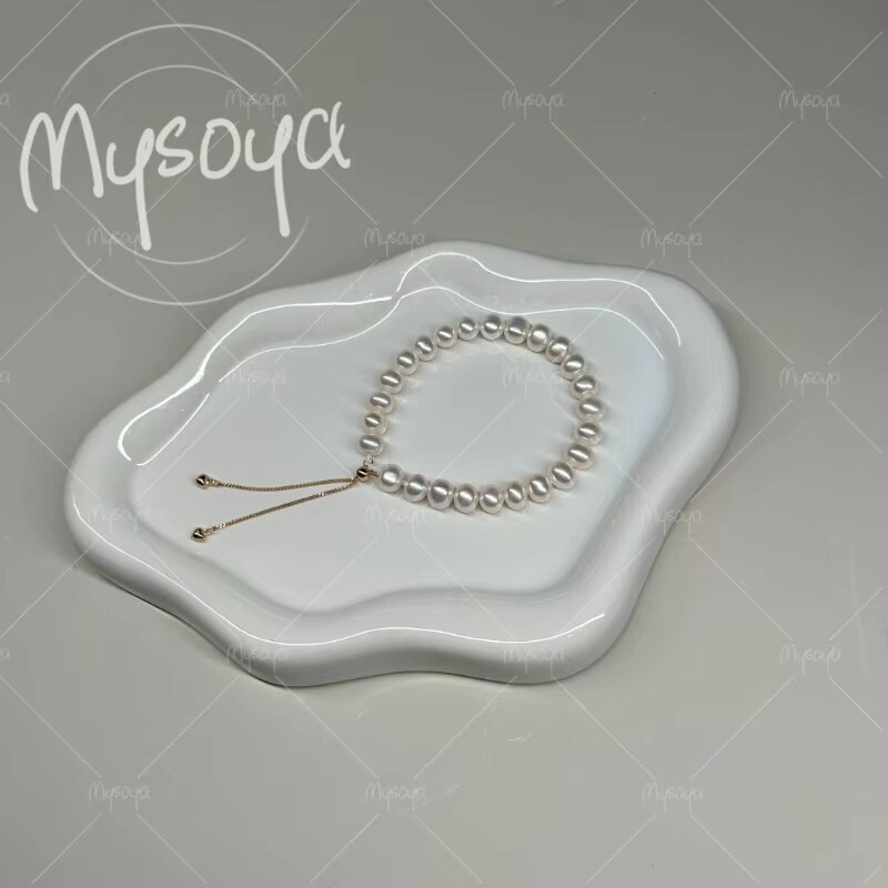 Mysoya 6-7mm White Freshwater Pearl Bracelet, with Gift Box, Gift for Her/Him A0130 Mysoya 6-7mm White Freshwater Pearl Bracelet, with Gift Box, Gift for Her/Him A0130