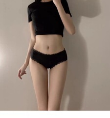 抹茶慕斯絕了！日系純棉內褲女低腰蕾絲邊蝴蝶結小心機性感三角褲