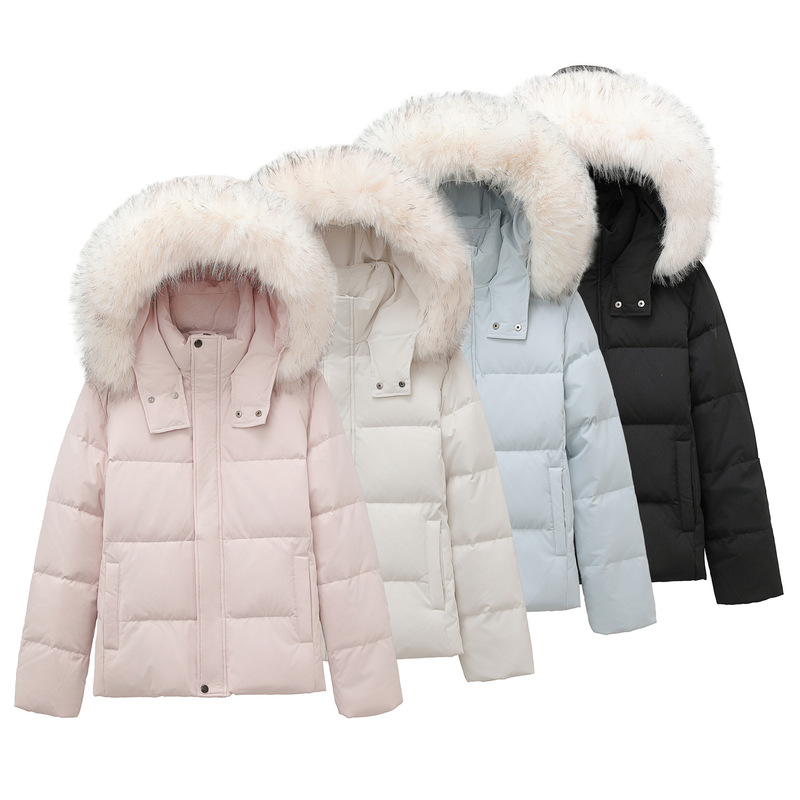 90% white duck down, 2026 winter new Korean-style down jacket with a large fur collar, short, thick, and slim-fit design for women 90% white duck down, 2026 winter new Korean-style down jacket with a large fur collar, short, thick, and slim-fit design for women