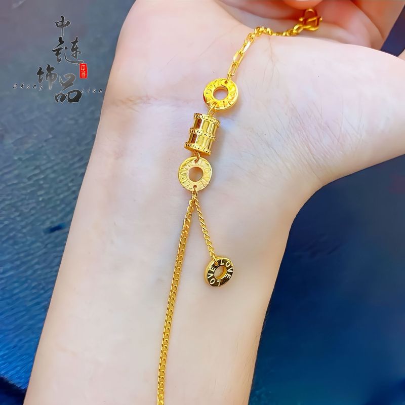 金店同モデルの高保色古法沙金爆閃小蛮腰ブレスレット女性シンプル気質ab双鎖光影ブレスレット|undefined