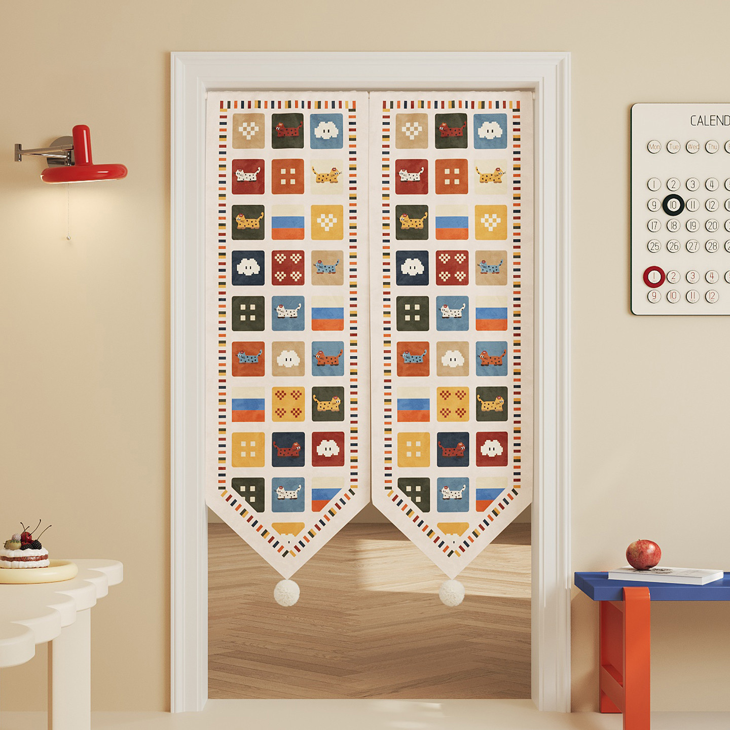 American-Style Home Door Curtain, New Model for Home Bedroom and Living Room, No-Drill Bathroom Privacy Blocking Partition Curtain