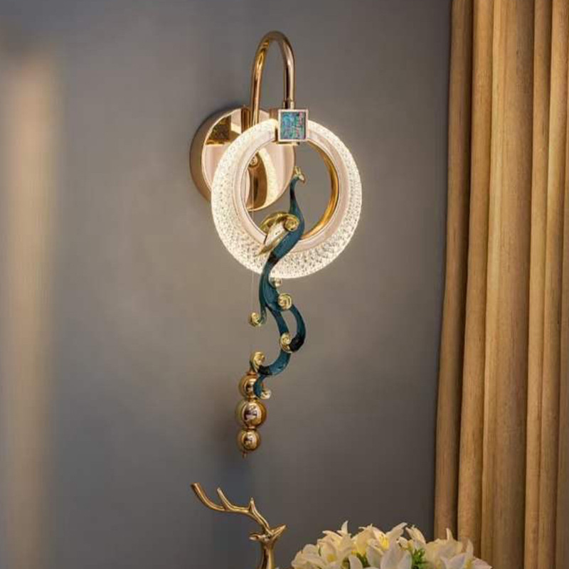 Esmalte de fondo lujoso lámpara de pared dormitorio cabezal de cama fondo pared mayorista sala de estar nuevo diseño ligero led estilo chino Phoenix