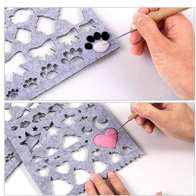 Fieltro de lana plantilla DIY herramientas de aguja de silicona caja de almacenamiento guinda de dedos de silicona madera sólida ocho aguja conjunto