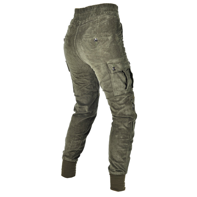 LOONG BIKER pantalones de moto de pana niñas pantalones de montar en moto atados al tobillo Kevlar resistente al desgarro