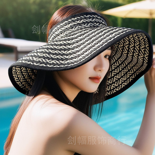 2025 Summer UV Protection Women's Wide Brim Face Covering Breathable Foldable Open Top Sun Hat