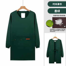 长袖防水罩衣定制水果店生鲜超工作服反穿衣外穿带袖家用围裙玲