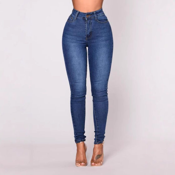 Autumn 2021 European and American Foreign Trade Cross-border Fashion Women's High Waist Elastic Foot Slim-fit Women's Jeans