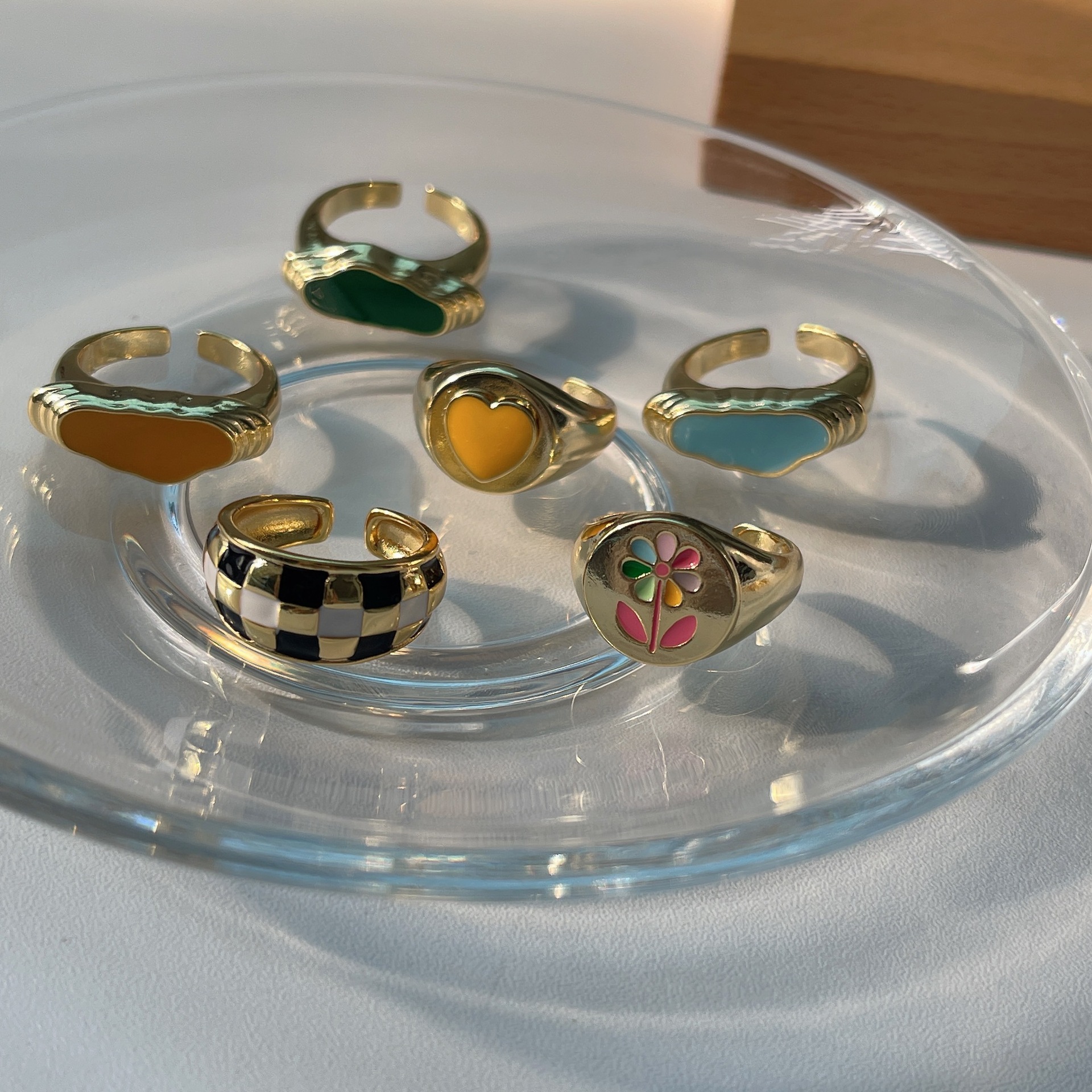 Fashion Heart Shape Mushroom Copper Enamel Open Ring 1 Piece