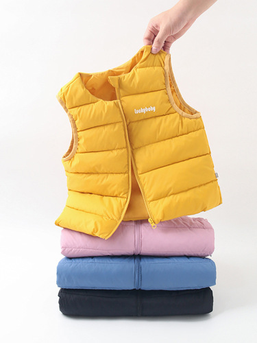 Autumn/Winter New Children's Down Cotton Vest for Boys and Girls, Wearable Inside and Outside, Thick Warm Cotton Back Vest for Babies