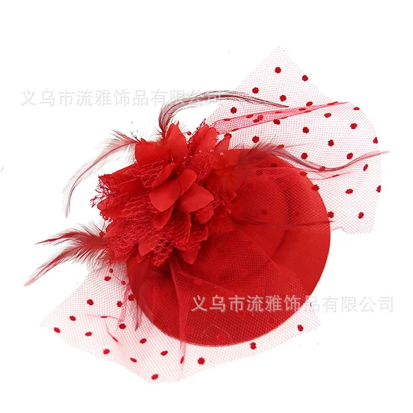 Popular Amazon small top hat headwear with bow and flowers, top hat headwear for Yangge dance performance, floral headwear hat
