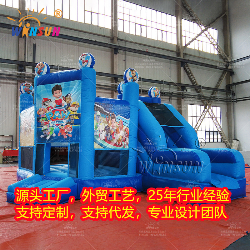 Inflatable Trampoline Slide Children and Adults Outdoor Amusement Equipment Rental Sales Foreign Trade Factory Cross-Border Paw Patrol