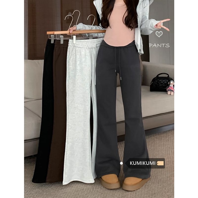 American-Style Sports Pants for Women, Autumn and Winter 2026 New High-Waisted Slimming Bootcut Pants, Casual Flared Gray Sweatpants