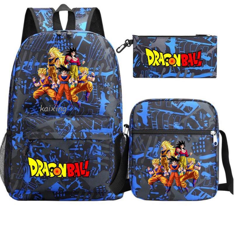 Juventud Dragon Ball mochila estudiante bolsa de hombro bolsa de viaje conjunto de 3 piezas