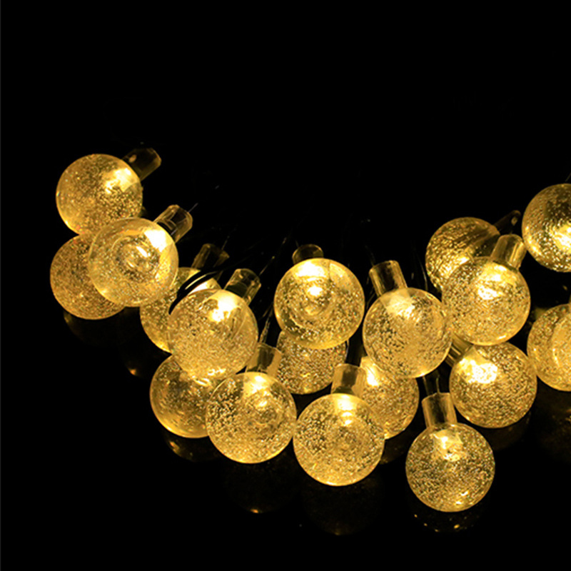 LED Bola de burbuja solar Cadena de luz bola de cristal gota de agua estrella de cinco puntas decoración de vacaciones de Navidad al aire libre a prueba de agua luces de colores