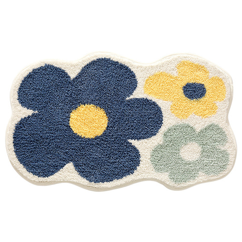 Simple floral home flocked entrance door mat Thickened bathroom non-slip mat Bathroom door absorbent foot mat