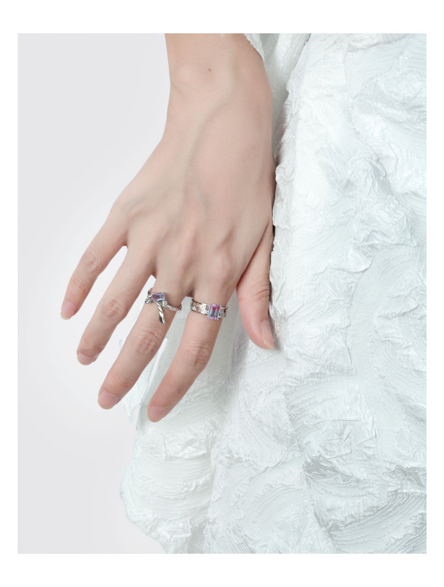 Fashion Bow Knot Copper Plating Zircon Open Ring