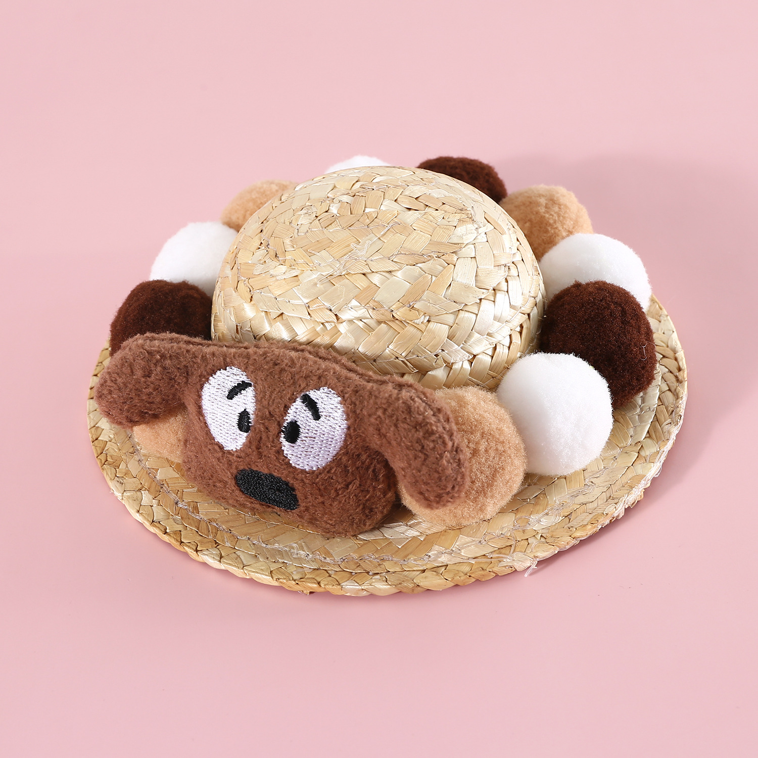 Mascota gato perro Shiba Inu Corgi Teddy francés cubo verano sol sombrero dibujos animados colorido bola tejida sombrero de paja tocado