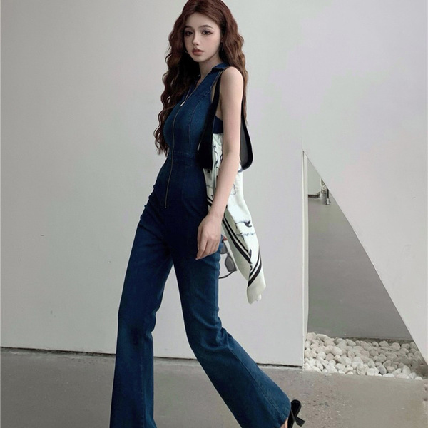 Denim elastic overall