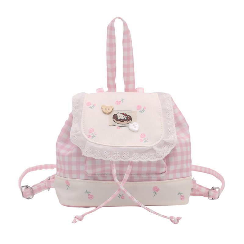 Japón dulce puro deseo mochila de encaje 2025 nueva chica coreana encantadora viaje flor pegatinas mochila pequeña