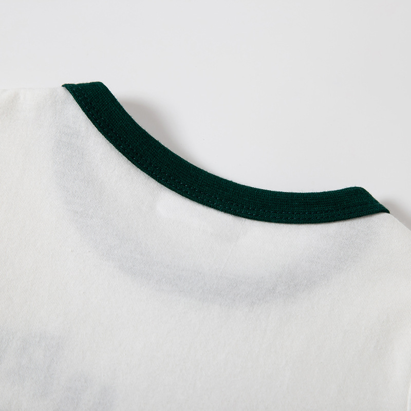 Ropa Infantil de Verano 2025, Versión Coreana, Camiseta de Manga Corta con Dibujos Animados de Dinosaurios, Top para Bebés, Cuello Redondo para Niños, a la Moda