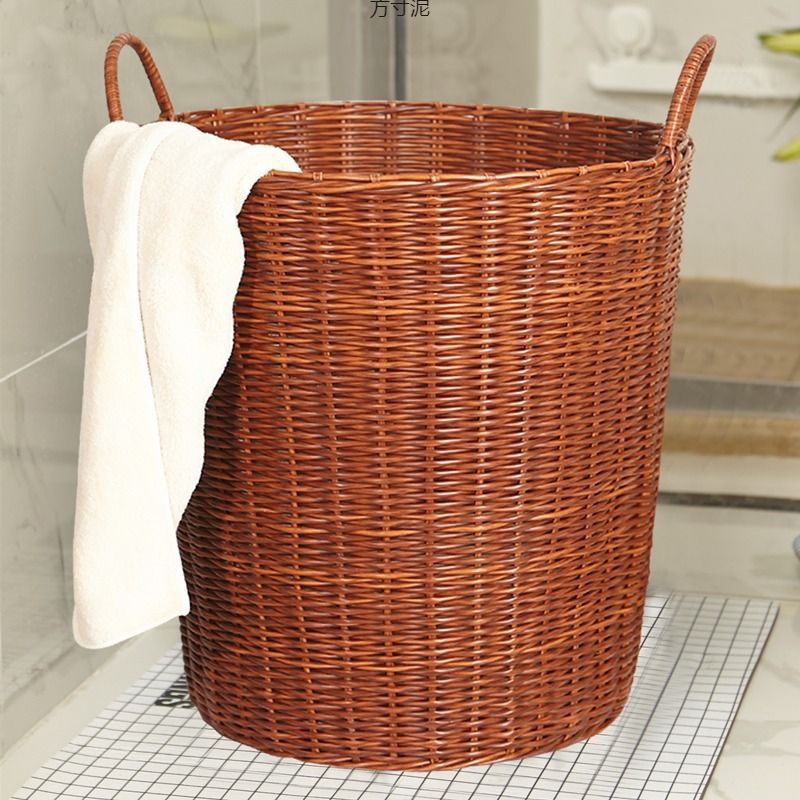 Light Luxury Household Dirty Clothes Storage Basket, Dormitory Rattan Storage Basket, Bathroom Clothing Storage Basket, Trendy Model