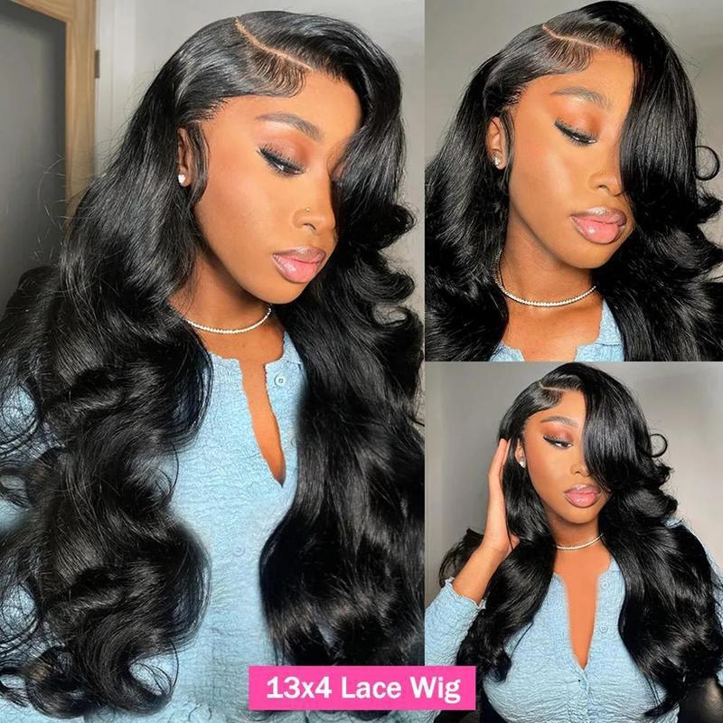 Hand-Woven Black Long Curly Hair Amazon 34 36 Inches 136 Bundles Body Wave Lace Front Wig Human Hair