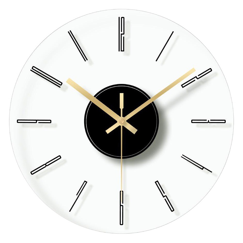 Reloj de pared de cristal templado redondo transparente, estilo nórdico minimalista – silencioso, para hogar.