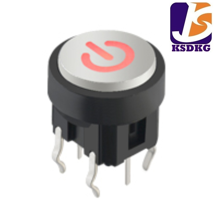 小型六脚直插式 电源控制触控开关 带灯LED灯轻触开关