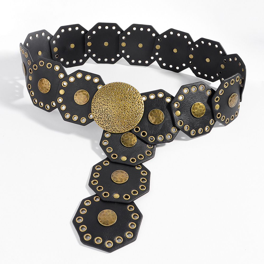 Spring&Summer, Autumn&Winter Season Retro Baroque Style Solid Color Pu Leather Alloy Plating Women's Leather Belts