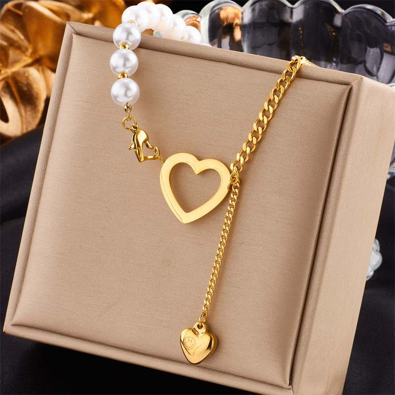 Zircon Inlay Material Wholesale Jewelry Lady Geometric Titanium Steel Zircon Plating Necklace