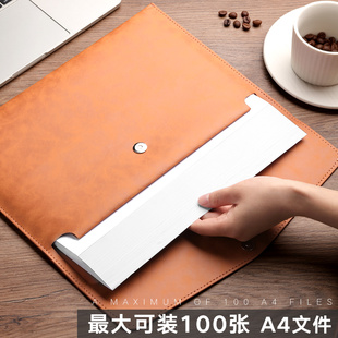 Leather File Bag A4 File Bag Men's Folder File Bag Thickened Material Snaps Waterproof Business Male Small