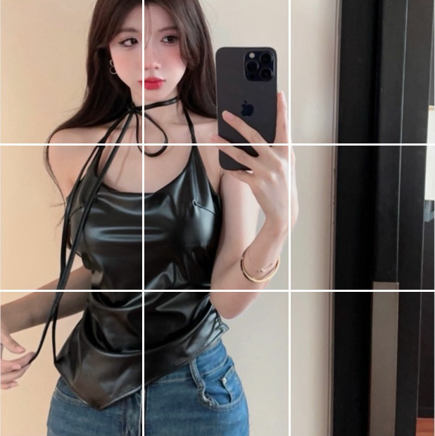 Pure desire PU leather sexy neck camisole women's sweet cool hot girl slim short top 5041 solid color leather vest Pure desire PU leather sexy neck camisole women's sweet cool hot girl slim short top 5041 solid color leather vest