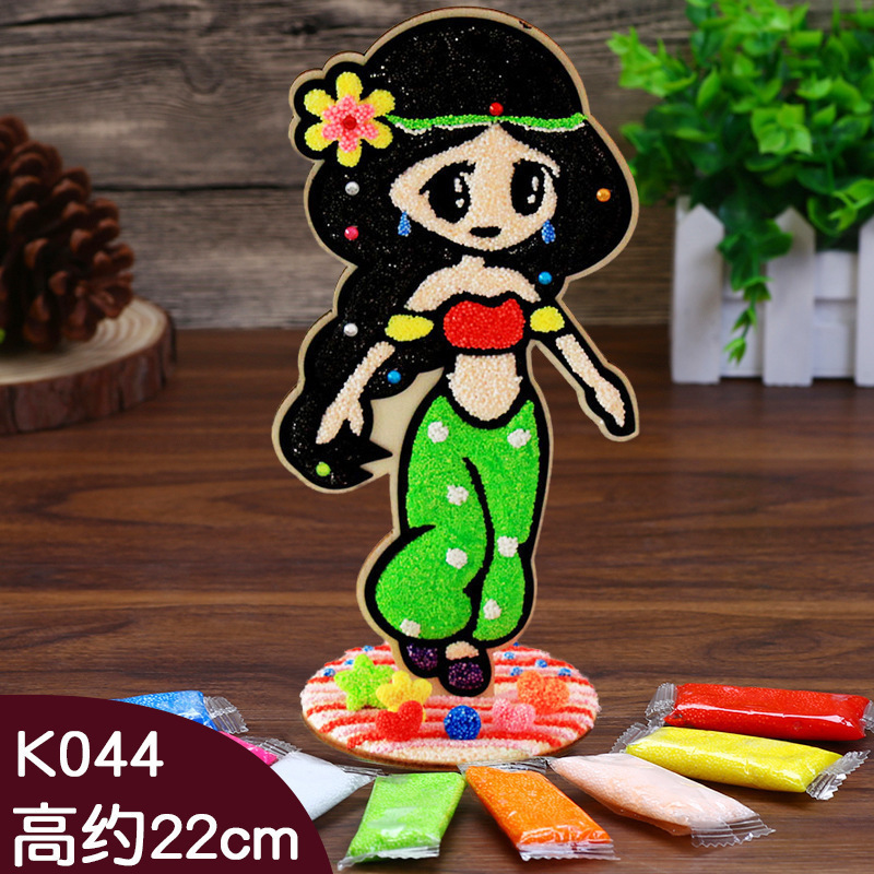 木板スノーフレーク泥絵パール泥粘土絵幼稚園児手作り立体粘着絵画|undefined