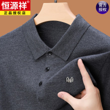 恒源祥秋冬中青年男士纯色羊毛衫翻领毛衣针织打底衫羊毛polo衫男