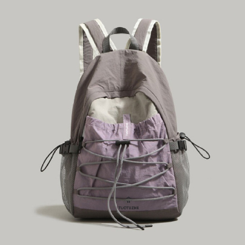 简约双肩包2025新款女大学生书包户外运动背包登山包短途旅行包|undefined