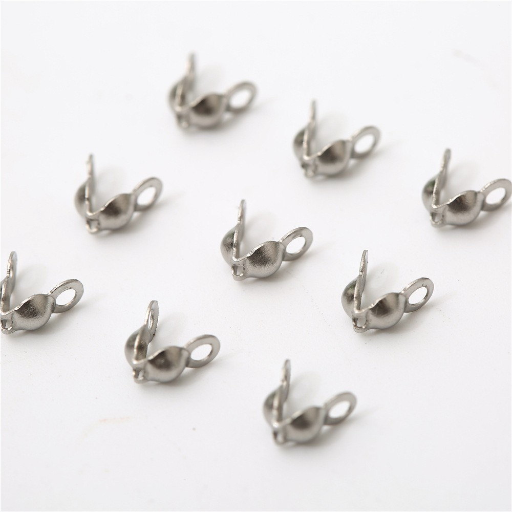 不锈钢双包扣 双吊包扣 珍珠项链定位珠包扣DIY饰品配件4*8mm