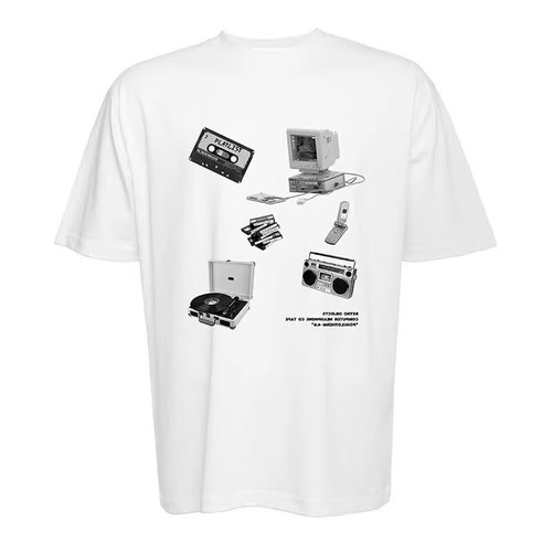 Men's Summer New White Short Sleeve T-Shirt, Streetwear Fashion Loose Fit Versatile Simple Stylish Five-Button Sleeve Clothing