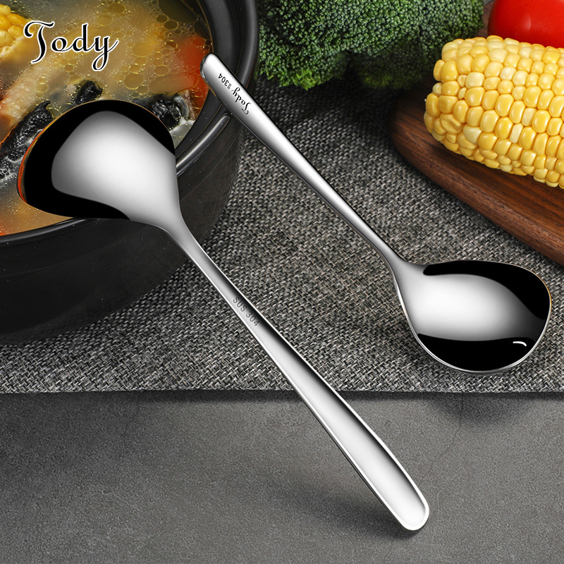 304 cuchara de acero inoxidable subred rojo sopa coreana cáscara engrosada hogar gran cabeza cuchara mango largo profundización plato cuchara al por mayor