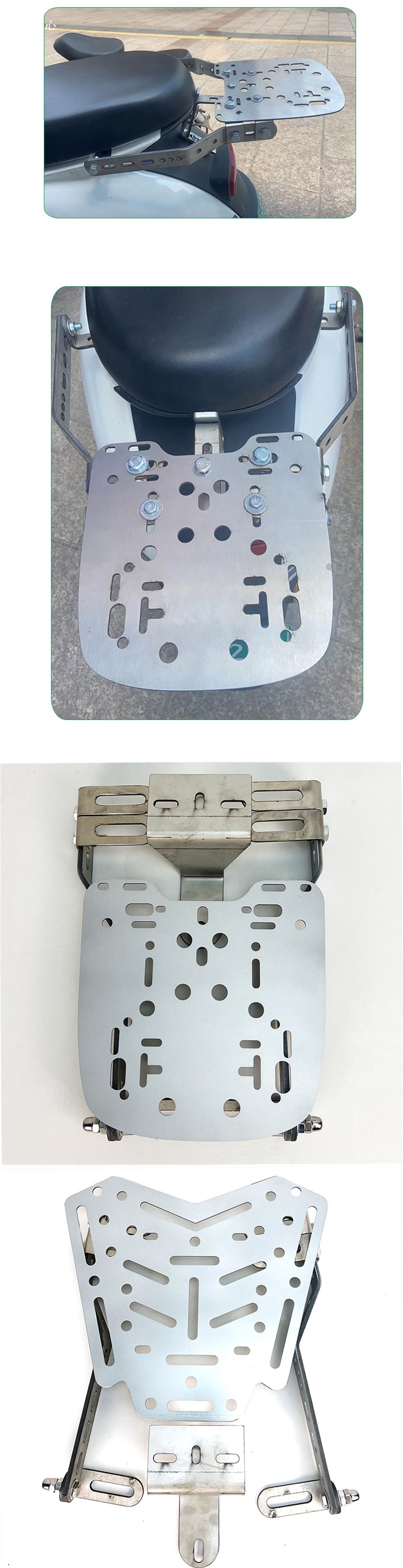 Universal Aluminum Alloy Tail Box Rack for Electric Vehicles, Three-Hole Combination Bracket, Motorcycle Trunk Reinforced Load-Bearing Rack