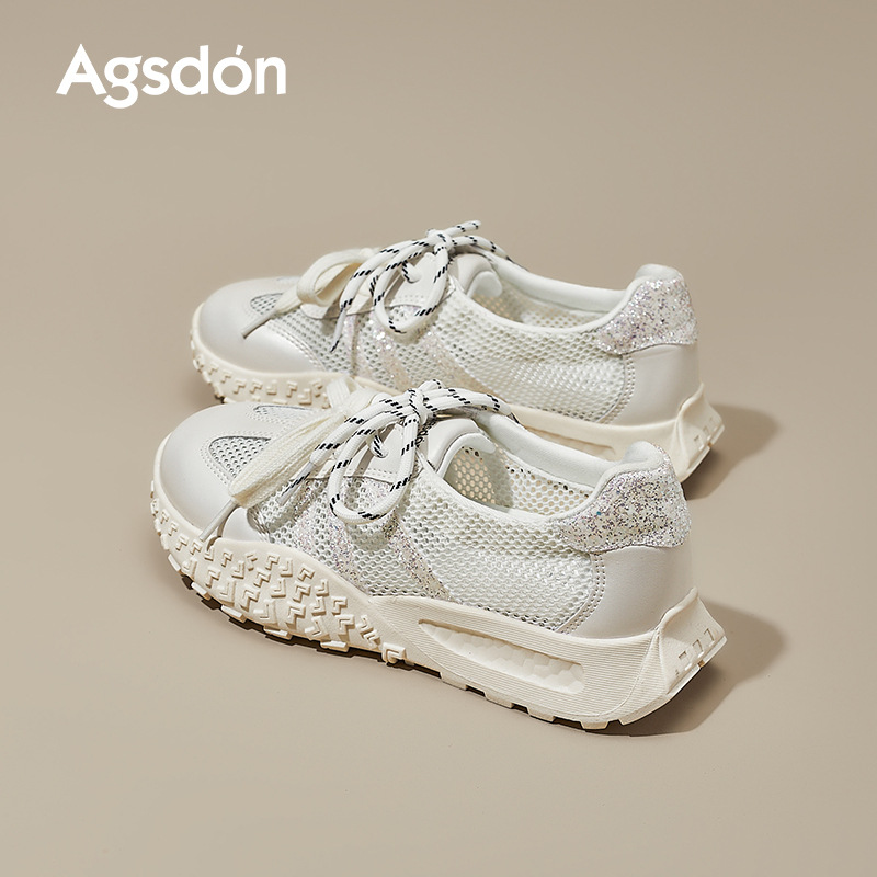 Augustion Little White Shoes Mujer 2025 Nuevo verano delgado malla hueca Forrest zapatos de entrenamiento zapatillas de suela gruesa