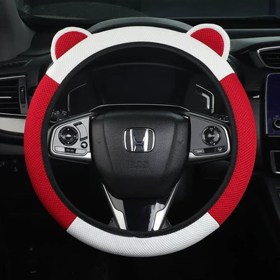 Wholesale Summer Ice Silk Steering Wheel: Steering wheel cover - red-and-white-38cm