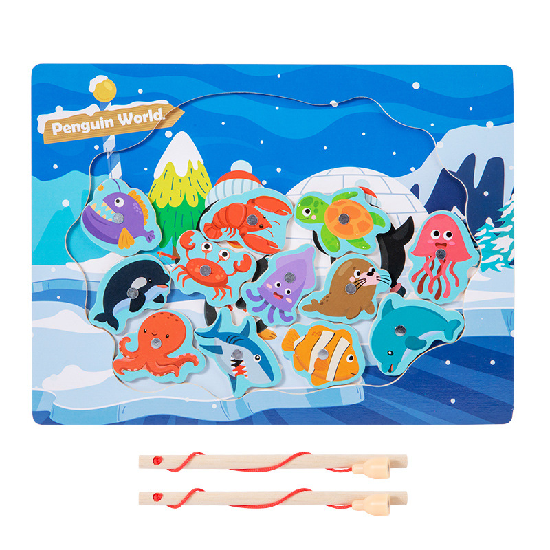 Juegos de pesca magnética divertidos juguetes multi-estilo tema marino para bebés puzzle educación temprana iluminación cognitiva