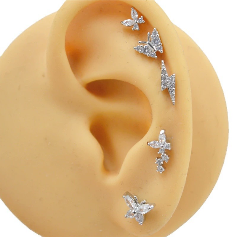 Серьги из нержавеющей стали, аксессуар, корейский стиль, цветы, микроинкрустация, (Физические)