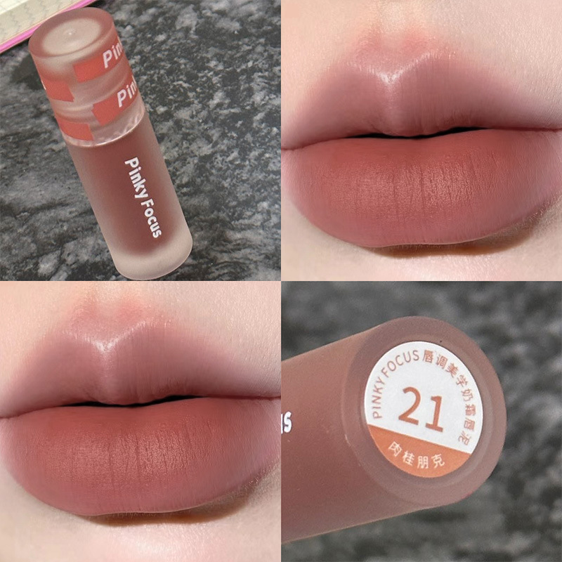 PinkyFocus粉雾哑光奶霜唇泥26色唇釉丝绒显色持久口红跨境唇彩女|undefined