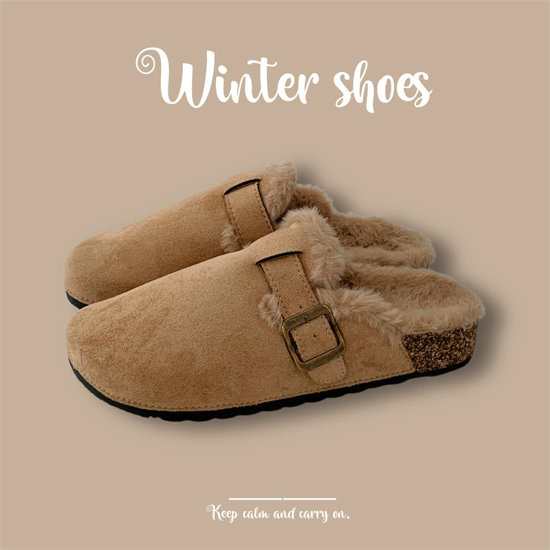 Birkenstock балетка без носка полупр тапочки для женщин, бархатные тёплые домашние и уличные тапочки 2025 осень и зима новые Birkenstock обувь