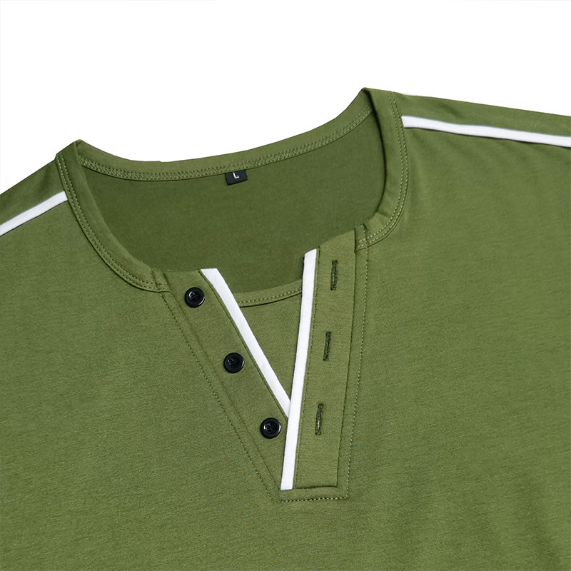 T-shirt uomo scollo a v maniche corte stile casual estivo_voghion.com