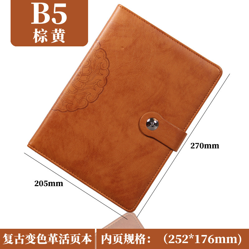メーカー卸売a5ビジネスオフィスルーズノートb 5高級レトロ会議記録ノートはロゴを印刷できます。|undefined