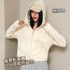 2025秋冬款运动上衣美式拉链瑜伽宽松显瘦连帽卫衣开衫加绒外套女