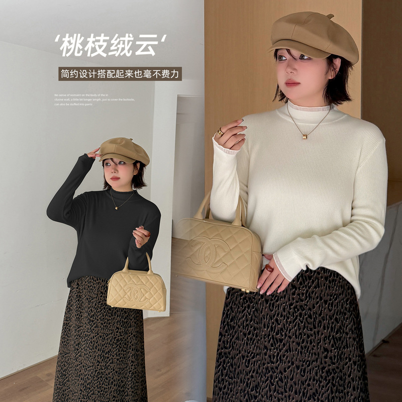 Inno Plus-Size Women's Clothing, Lazy Style Slim-Fit Long-Sleeve Base Shirt, Winter Simple Versatile Knit Sweater 343337