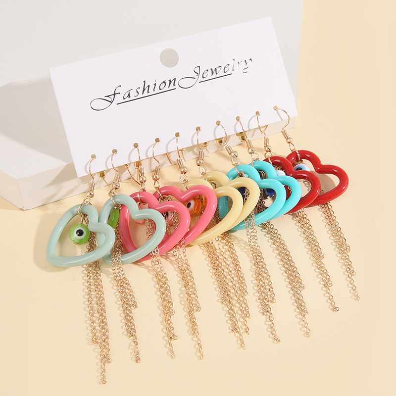 INS Style Heart Shape Metal Plating Womenu0027S Drop Earrings 5 Pairs